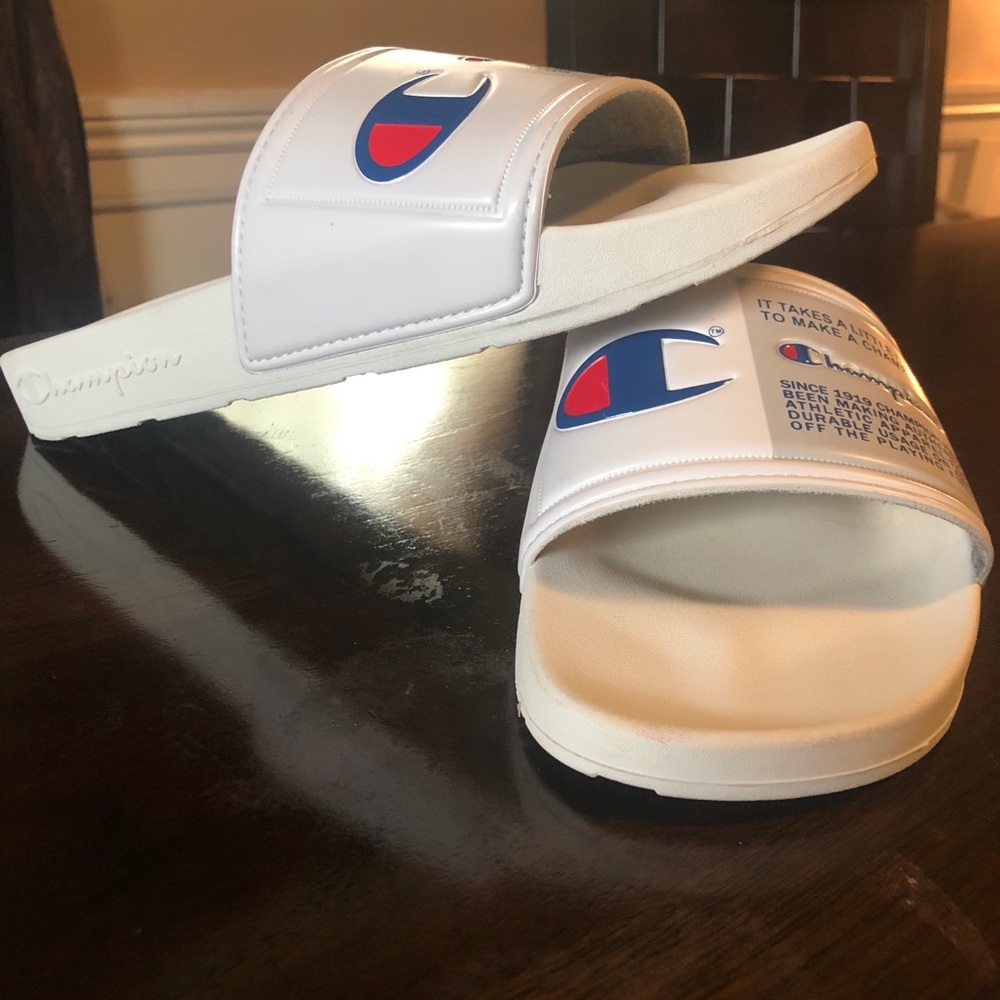 White Champion Slides
